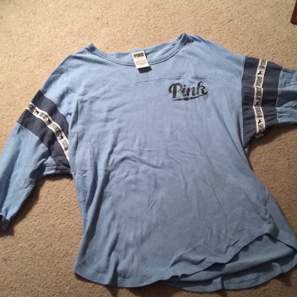 VS Pink Sky Blue Baseball Tee half sleeve